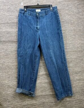 Talbots Petite Straight Ankle Jeans Womens Size 12P Blue High Rise Denim